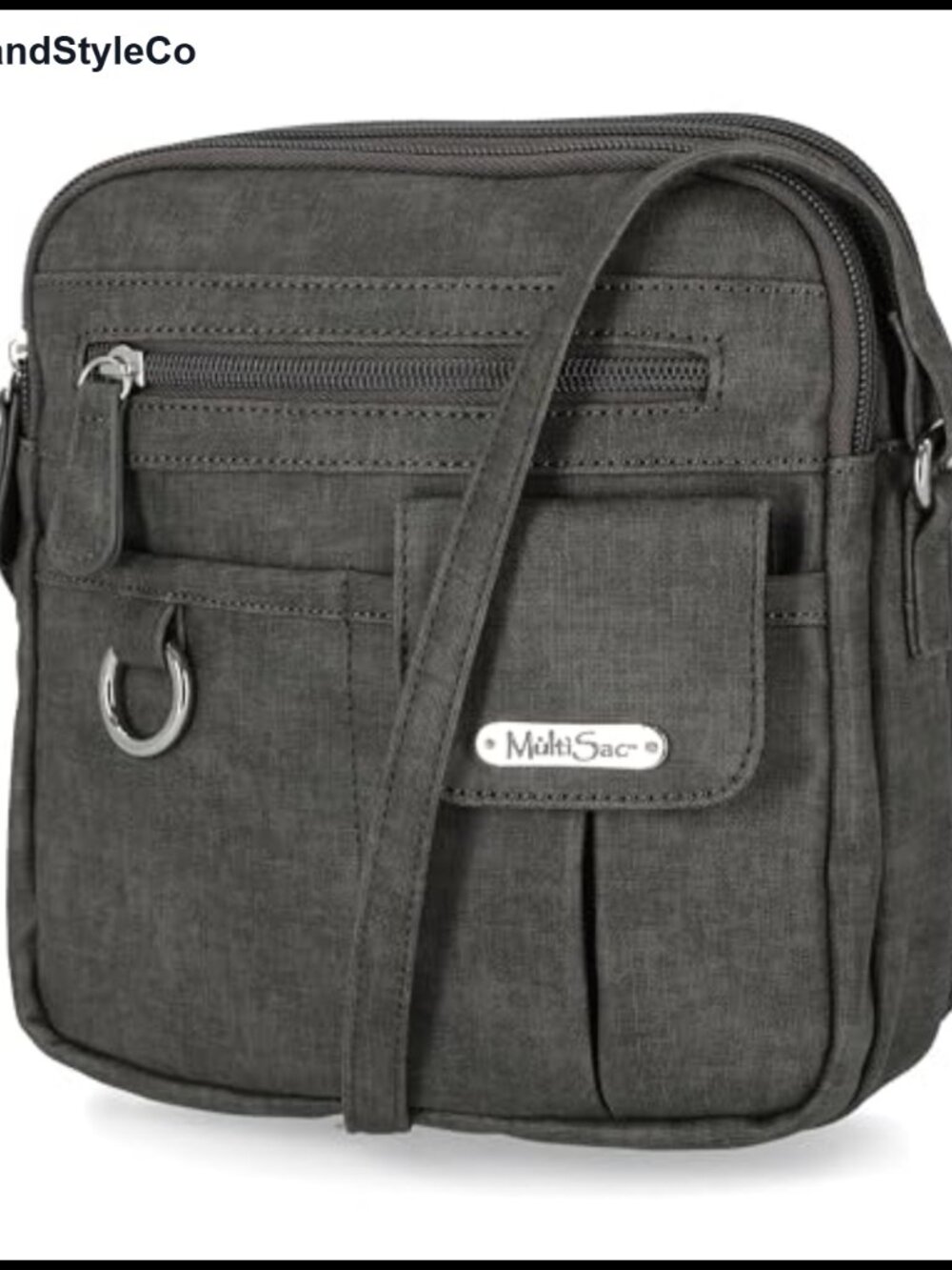 Vegan Leather Mini Crossbody with Triple Zip Pockets & Adjustable Strap